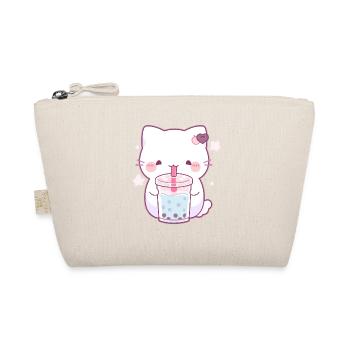 Kawaii Katze trinkt Boba Bubble Tea Chibi - Bio-Täschchen - Natur - Vorne