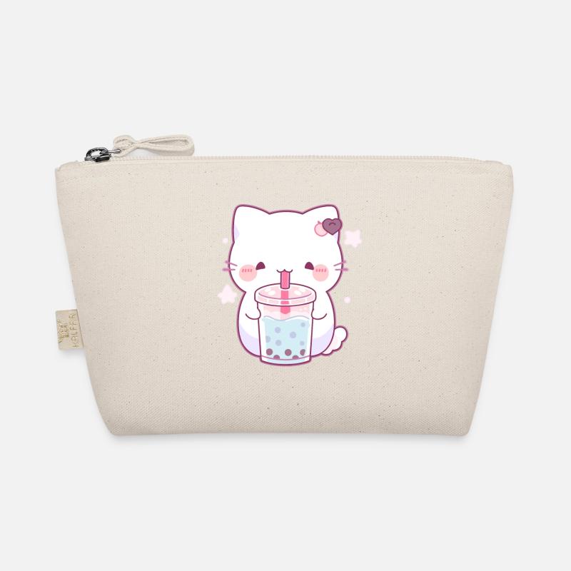 Kawaii Cat Drinks Boba Bubble Tea Chibi Organic Pouch