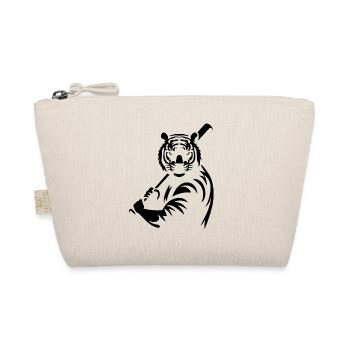 Minimalist Tiger Baseball Player Silhouette - Organic Pouch - nature - Front