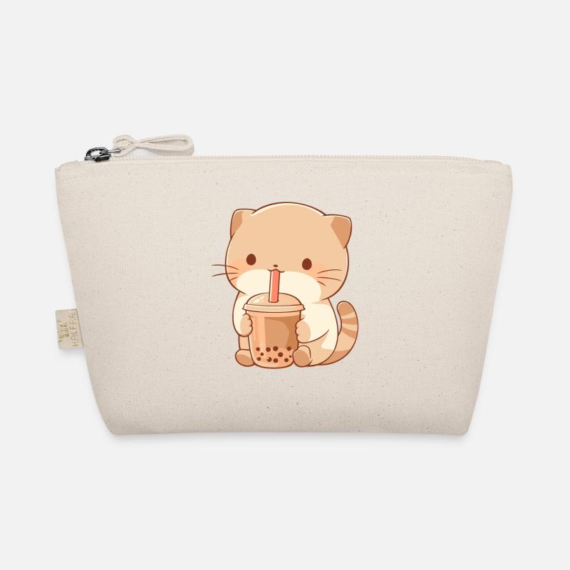Kawaii Cat Drinks Boba Bubble Tea Chibi Organic Pouch