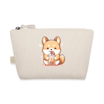 Kawaii Corgi Dog Drinks Boba Bubble Tea Chibi - Organic Pouch - nature - Front