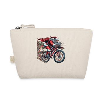 Santa Downhill Bicycle Christmas - Organic Pouch - nature - Front