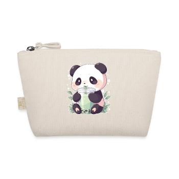 Kawaii Panda boit Boba Bubble Tea Chibi - Trousse biologique - nature - Devant
