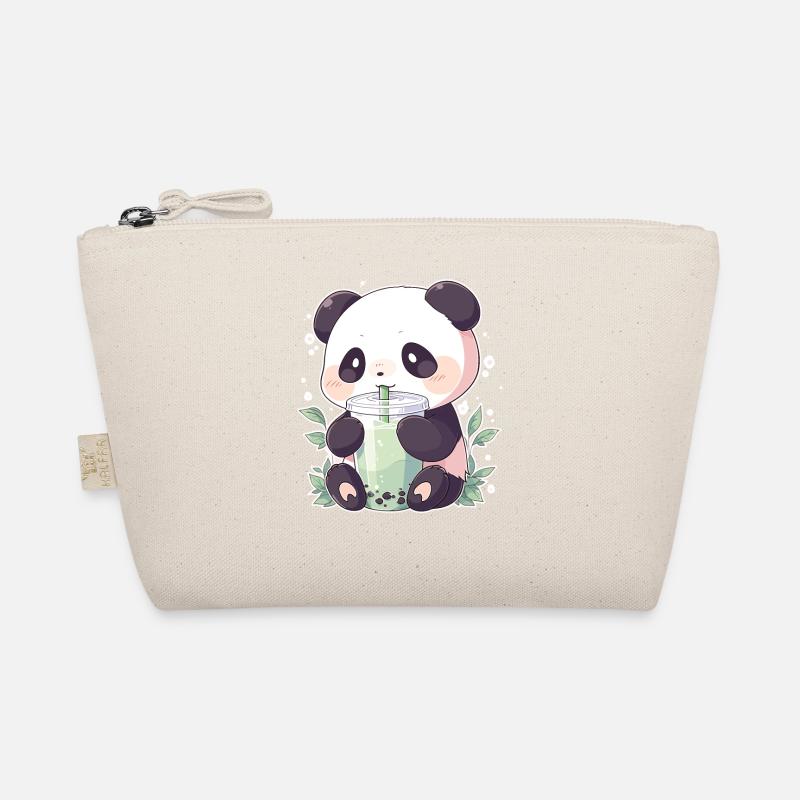 Kawaii Panda boit Boba Bubble Tea Chibi Trousse biologique