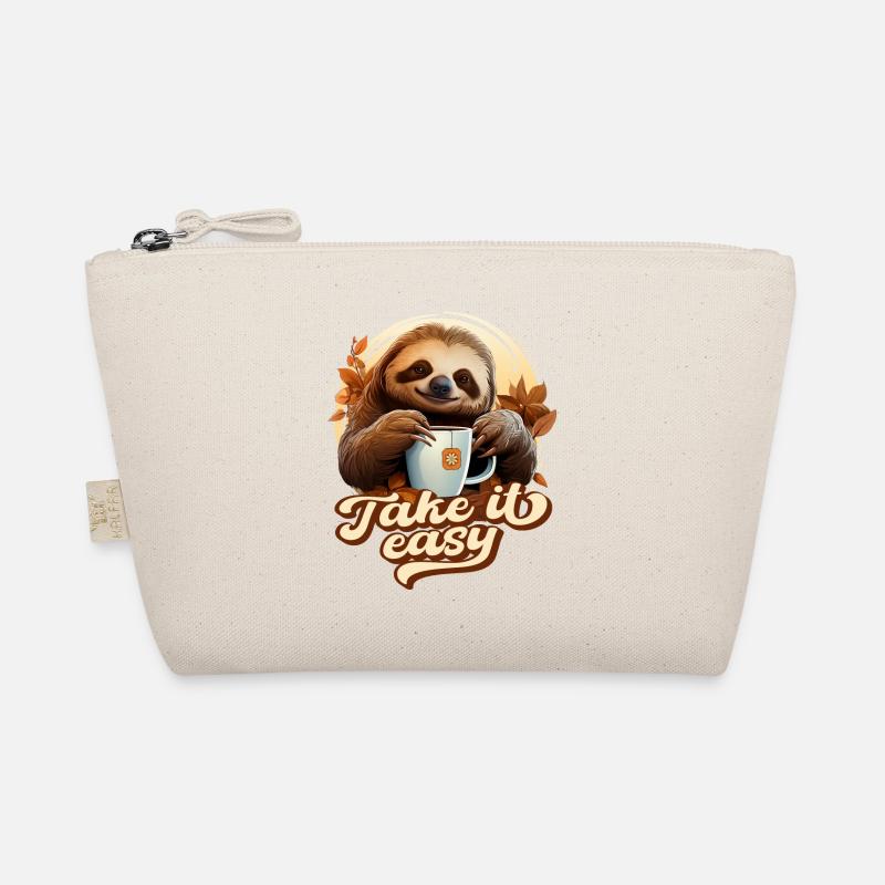 Süßes Faultier Trinkt Tee, Take It Easy, Spruch Bio-Täschchen