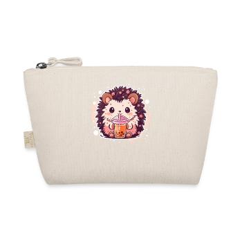 Kawaii Hedgehog Drinks Boba Bubble Tea Chibi - Organic Pouch - nature - Front