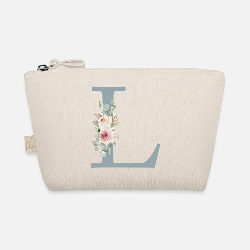 L | Monogramme | Eucalyptus Pastel Fleur Bleu Trousse biologique