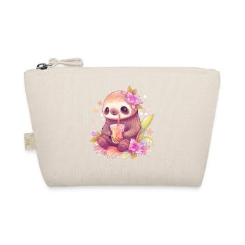 Kawaii Faultier trinkt Boba Bubble Tea Chibi - Bio-Täschchen - Natur - Vorne