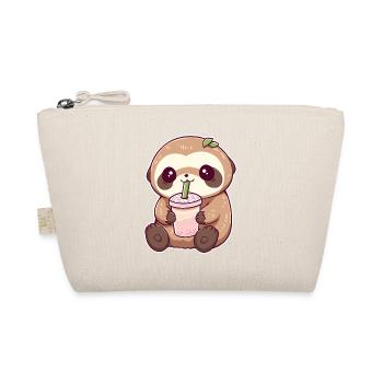 Kawaii Faultier trinkt Boba Bubble Tea Chibi - Bio-Täschchen - Natur - Vorne