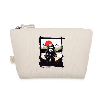 Angry Motorcyclist Biker Monkey - Organic Pouch - nature - Front