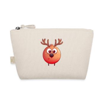 Round Reindeer Christmas Ball Comic Design - Organic Pouch - nature - Front