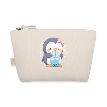 Kawaii Penguin Drinks Boba Bubble Tea Chibi - Organic Pouch - nature - Front