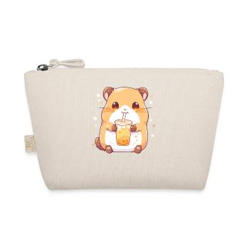 Kawaii Hamster Drinks Boba Bubble Tea Chibi - Organic Pouch - nature - Front