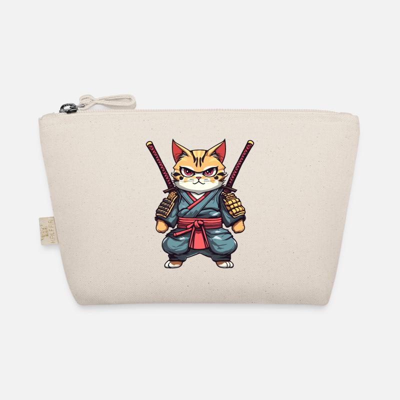 Samurai Cat #21 - Organic Pouch - nature
