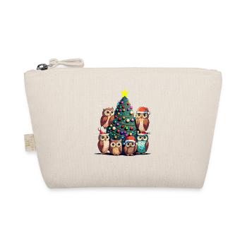 Owls with santa hat celebrating Christmas - Organic Pouch - nature - Front