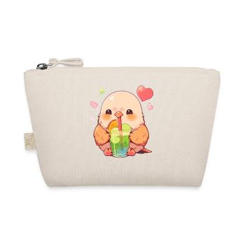 Kawaii Lovebird trinkt Boba Bubble Tea Chibi - Bio-Täschchen - Natur - Vorne