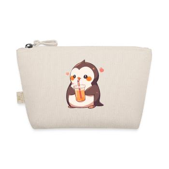 Kawaii Penguin Drinks Boba Bubble Tea Chibi - Organic Pouch - nature - Front