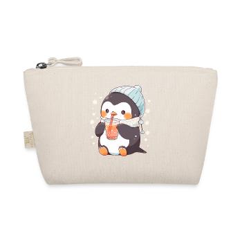 Kawaii Penguin Drinks Boba Bubble Tea Chibi - Organic Pouch - nature - Front