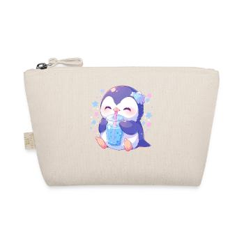 Kawaii Pingouin boit Boba Bubble Tea Chibi - Trousse biologique - nature - Devant