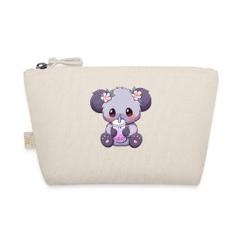 Kawaii Koala Drinks Boba Bubble Tea Chibi - Organic Pouch - nature - Front