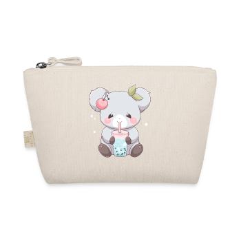 Kawaii Koala Drinks Boba Bubble Tea Chibi - Organic Pouch - nature - Front