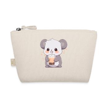 Kawaii Koala Drinks Boba Bubble Tea Chibi - Organic Pouch - nature - Front