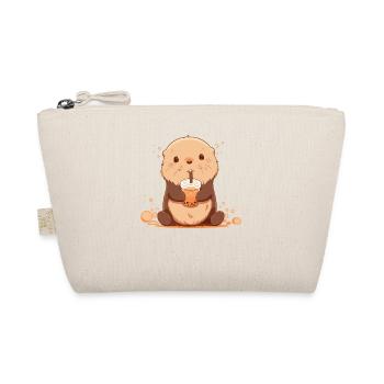 Kawaii Otter trinkt Boba Bubble Tea Chibi - Bio-Täschchen - Natur - Vorne