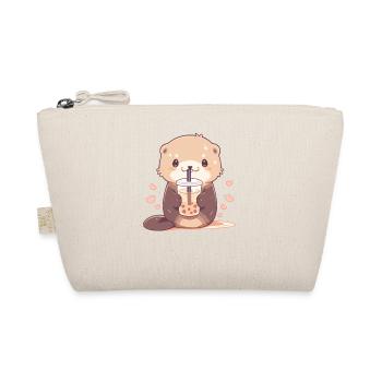 Kawaii Otter trinkt Boba Bubble Tea Chibi - Bio-Täschchen - Natur - Vorne