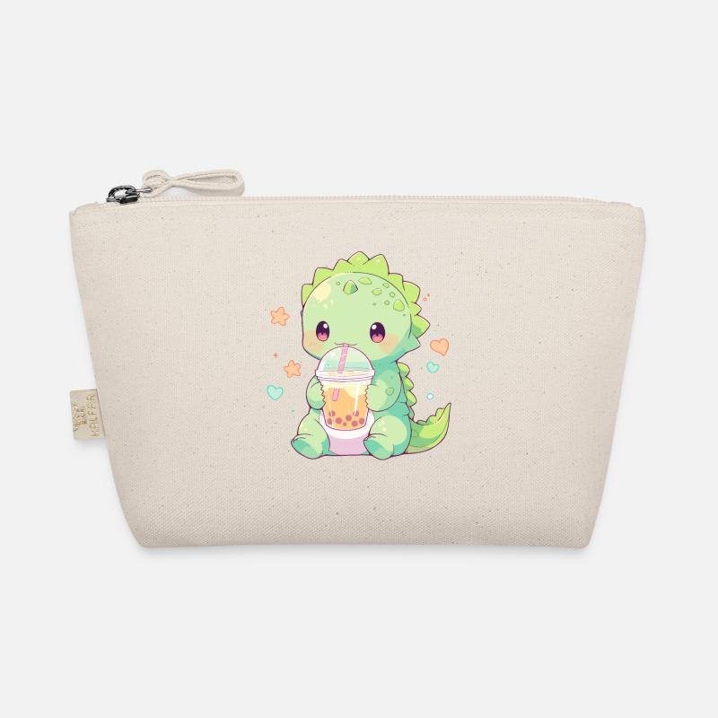Kawaii Dinosaur Drinks Boba Bubble Tea Chibi Organic Pouch