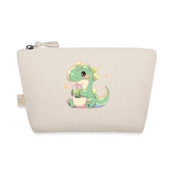 Kawaii Dinosaur Drinks Boba Bubble Tea Chibi - Organic Pouch - nature - Front