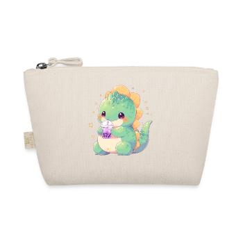 Kawaii Dinosaur Drinks Boba Bubble Tea Chibi - Organic Pouch - nature - Front