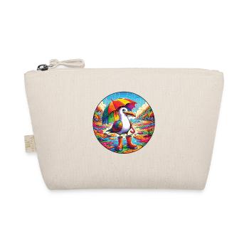 Regenbogen Möwe mit Sonnenschirm und Gummistiefel - Bio-Täschchen - Natur - Vorne