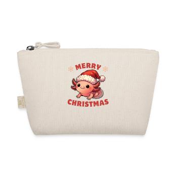 Santa Hat Christmas Fairy Lights Axolotl - Organic Pouch - nature - Front