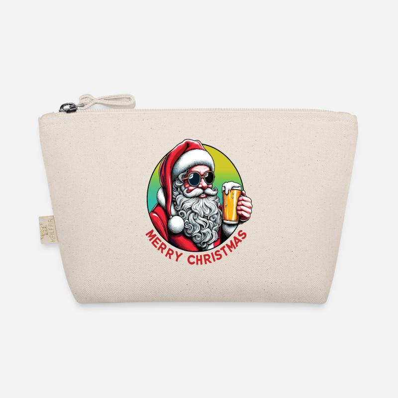 Weihnachtsmann mit Bier Frohe Weihnachten Bio-Täschchen