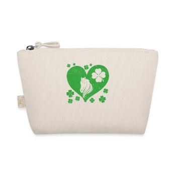 Horse Lover Heart Irish Shamrock - Organic Pouch - nature - Front