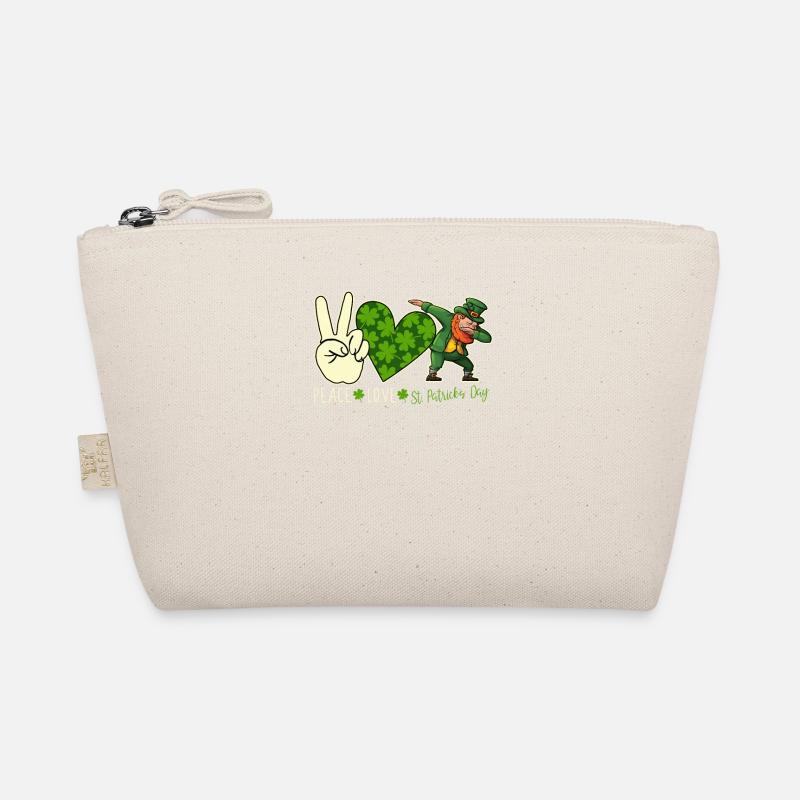 Peace Love St. Patrick's Day Shamrock Dabbing Organic Pouch