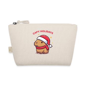 Capy Holidays Niedliches Weihnachts-Capybara mit Weihnachtsmütze - Bio-Täschchen - Natur - Vorne