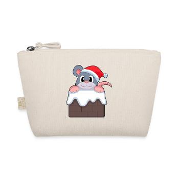 Maus Weihnachten Weihnachtsmütze - Bio-Täschchen - Natur - Vorne