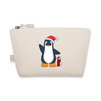 Penguin Christmas Santa Hat - Organic Pouch - nature - Front
