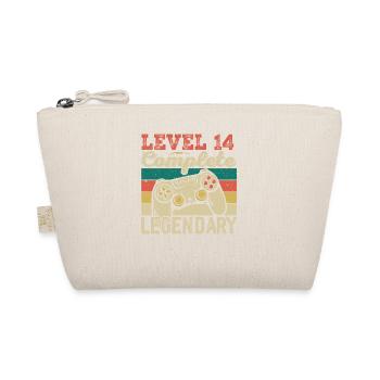Level 14 abgeschlossen, 14 Jahre altes Geburtstagsgeschenk - Bio-Täschchen - Natur - Vorne
