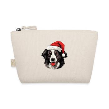Border Collie Dog Head Christmas Xmas - Organic Pouch - nature - Front