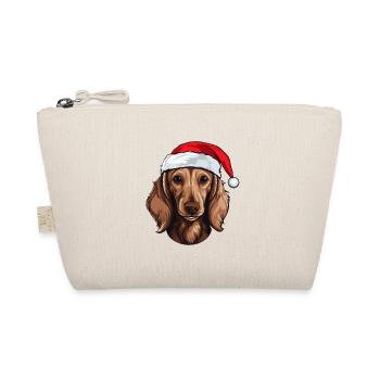 Dachshund Hund Dackel Kopf Weihnachten - Bio-Täschchen - Natur - Vorne