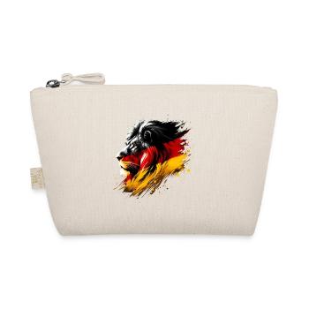 Löwe mit deutscher Flagge Geschenk Löwenliebhaber - Bio-Täschchen - Natur - Vorne