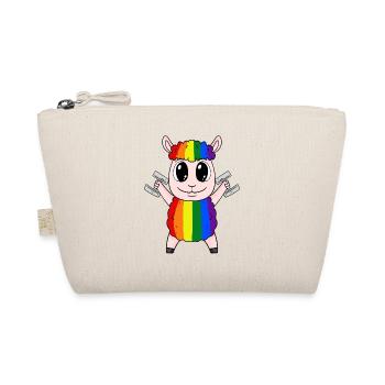 Regenbogen Schaf mit Hanteln - Bio-Täschchen - Natur - Vorne