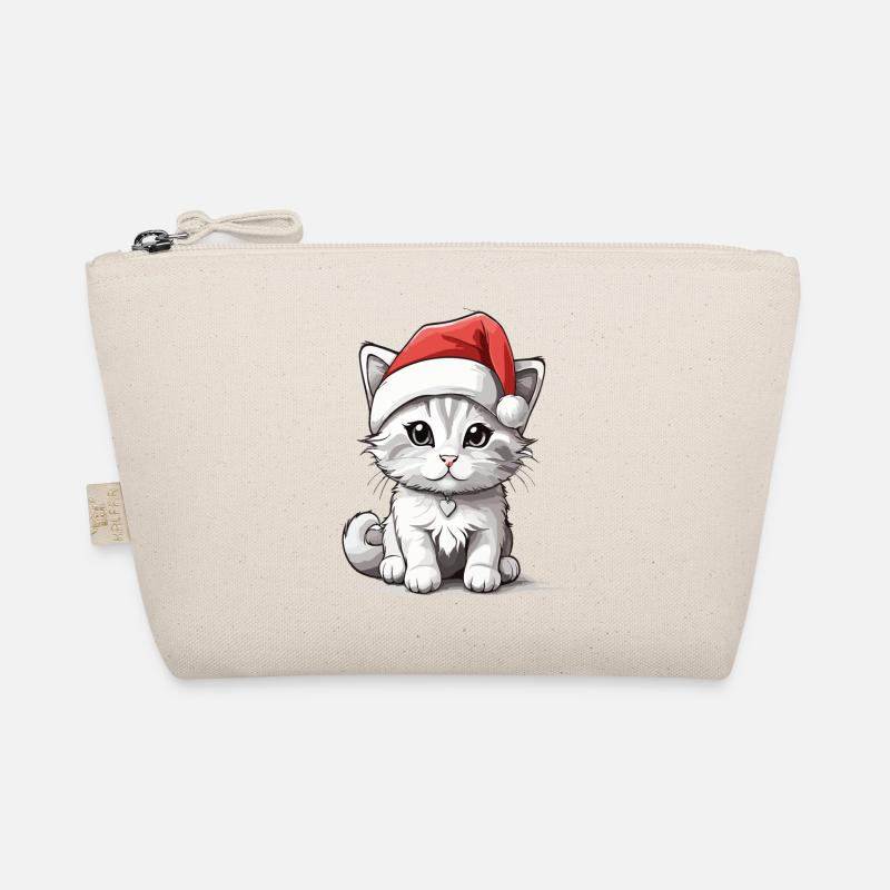 Petit chat mignon avec chapeau de père Noël Trousse biologique