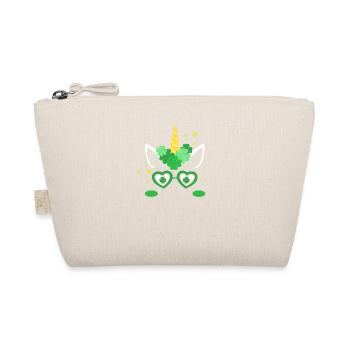Unicorn Face St. Patrick's Day Irish Clover - Organic Pouch - nature - Front