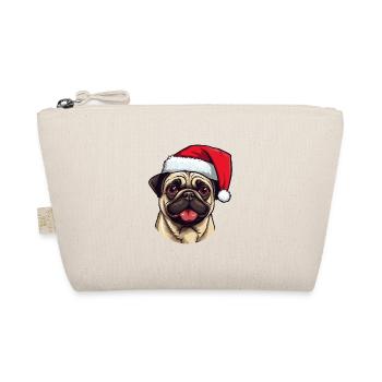 Pug Hund Mops Weihnachten Kopf - Bio-Täschchen - Natur - Vorne