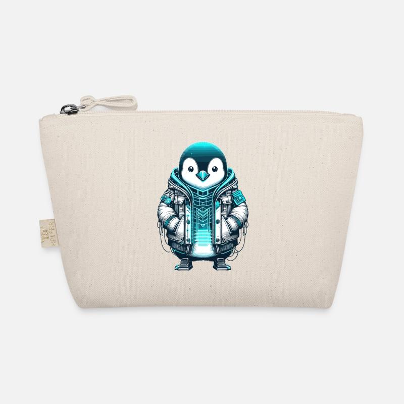 Cool Synthwave Cyberpunk penguin Lover Gift Organic Pouch