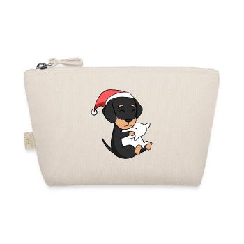 Dackel Hund Tier Weihnachten - Bio-Täschchen - Natur - Vorne