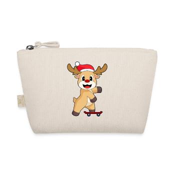 Reindeer Christmas Skateboard - Organic Pouch - nature - Front